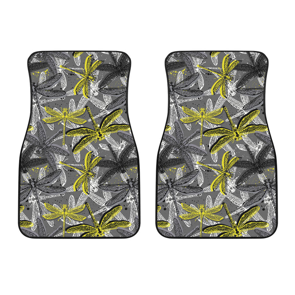 Hand Drawn Dragonfly Pattern Front Car Mats