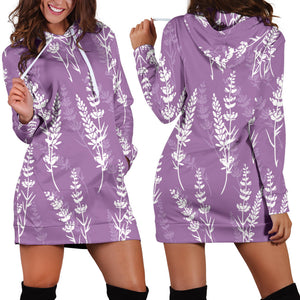 Lavender Flowers Purple Pattern Women'S Hoodie Dress