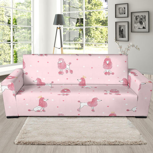 Poodle Dog Pink Color Theme Sofa Slipcover