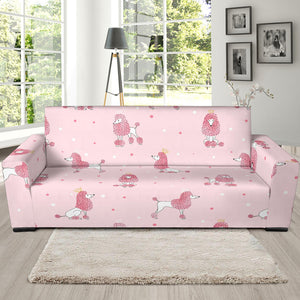 Poodle Dog Pink Color Theme Sofa Slipcover