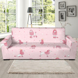 Poodle Dog Pink Color Theme Sofa Slipcover