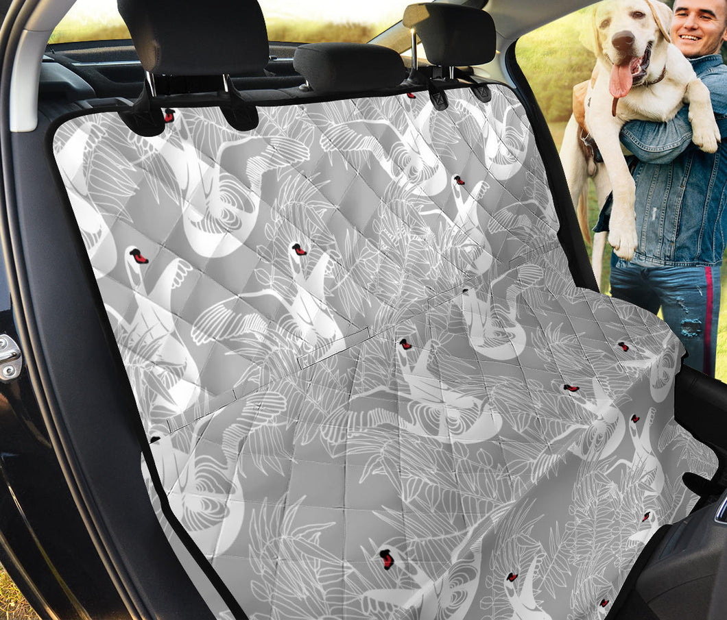 White Swan Gray Background Dog Car Seat Covers