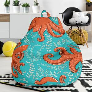 Octopus Turquoise Background Bean Bag Cover