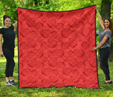 Strawberry Pattern Red Background Premium Quilt
