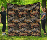 Chameleon Lizard Tropical Leaves Palm Tree Premium Quilt