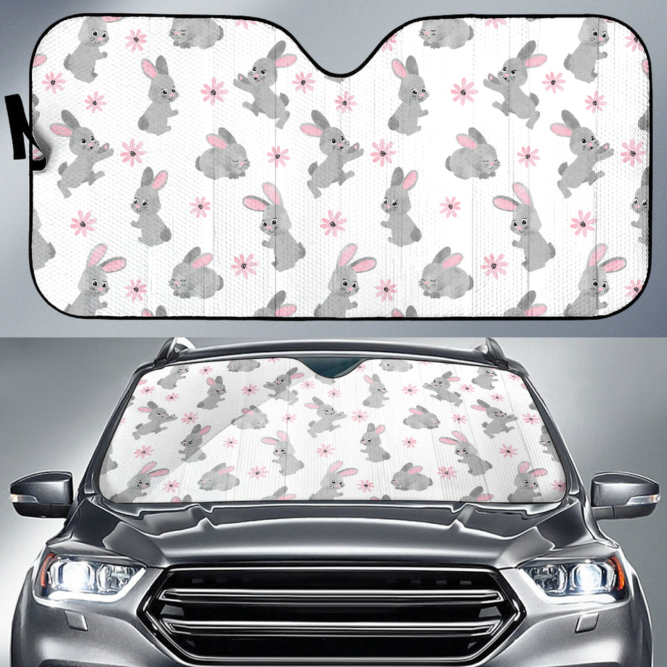 Watercolor Cute Rabbit Pattern Car Sun Shade