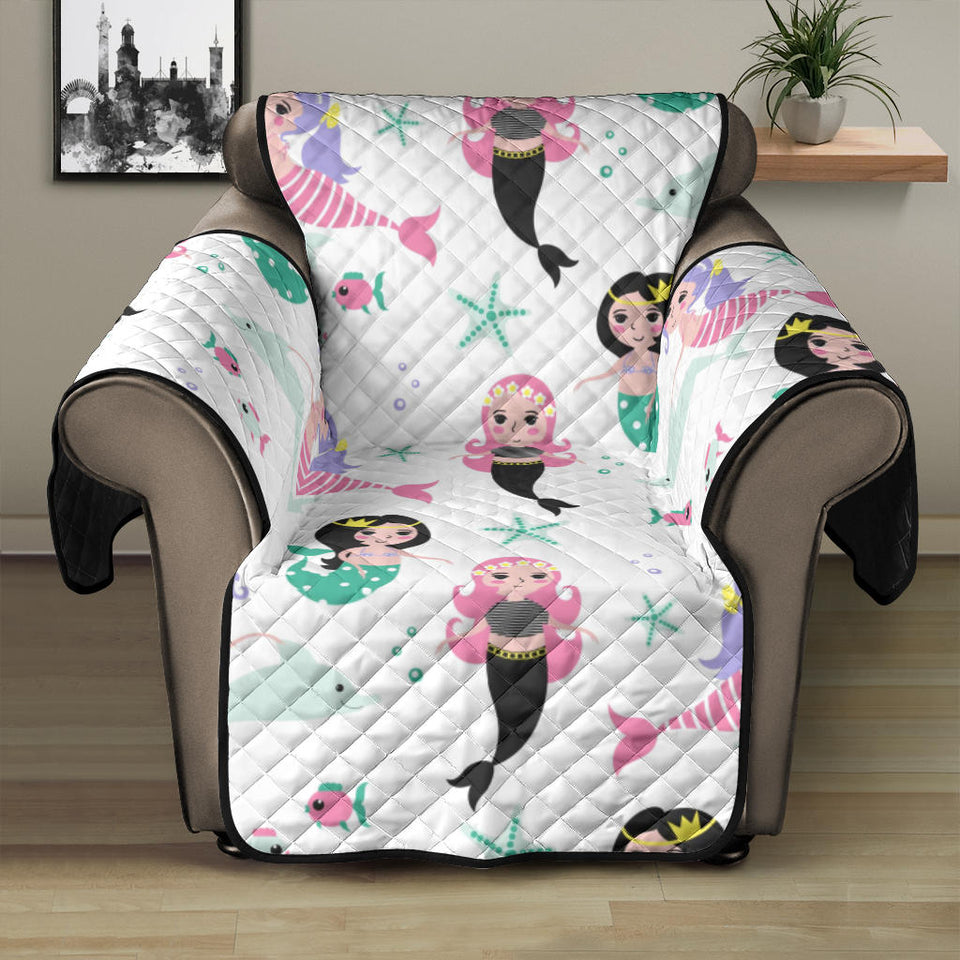 cute mermaid dolphin fish starfish pattern Recliner Cover Protector