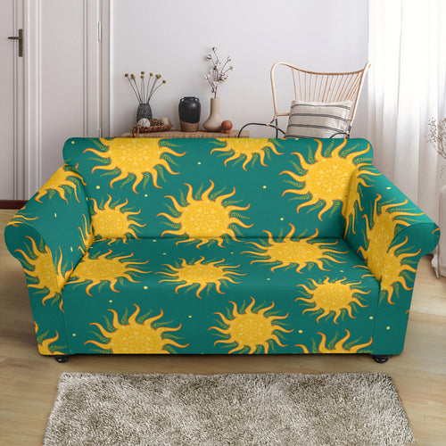 Sun Green Background Loveseat Couch Slipcover