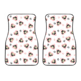 Cute Pugs Pink Heart Paw Pattern Front Car Mats