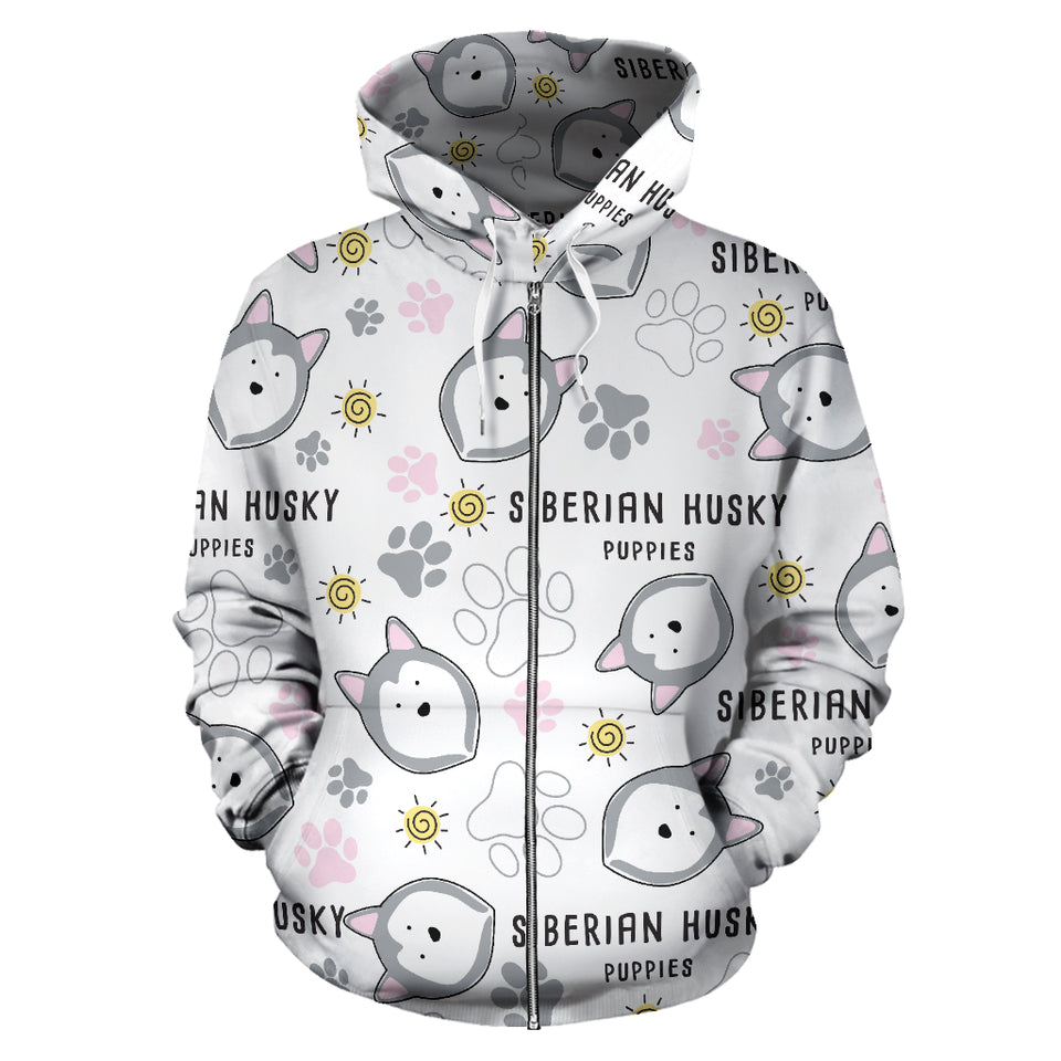 Siberian Husky Design Pattern Zip Up Hoodie