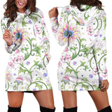 Beautiful Pink Lotus Waterlily Leaves Pattern Women'S Hoodie Dress