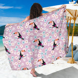 Beautiful Toucan Flower Leaves Sarong