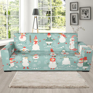 Cute Snowman Pattern Sofa Slipcover