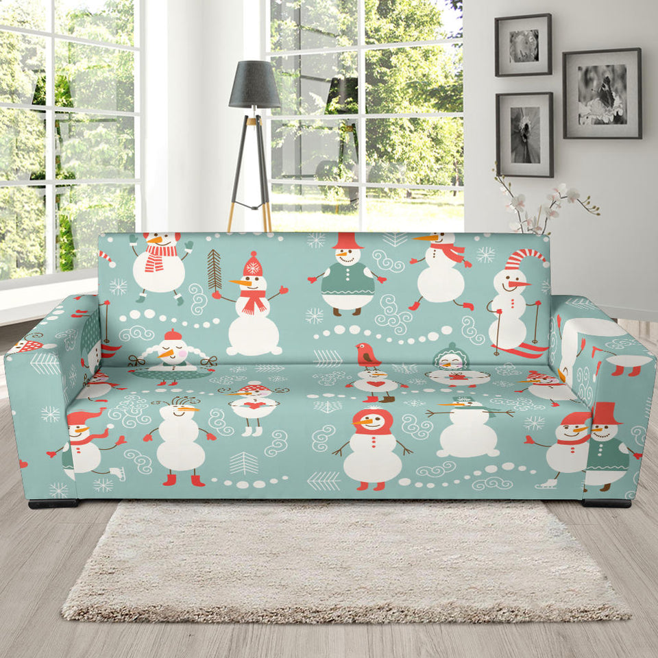 Cute Snowman Pattern Sofa Slipcover
