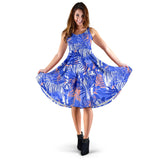 White Bengal Tigers Pattern Sleeveless Midi Dress