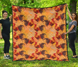 Red Rooster Chicken Cock Pattern Premium Quilt