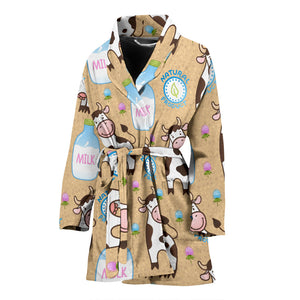 Cow Bottle Of Milk Pattern Women'S Bathrobe