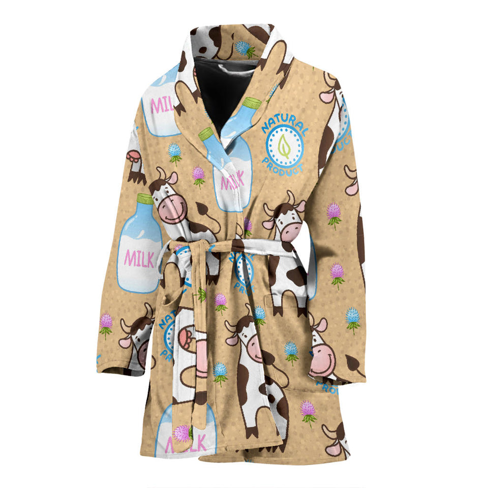 Cow Bottle Of Milk Pattern Women'S Bathrobe