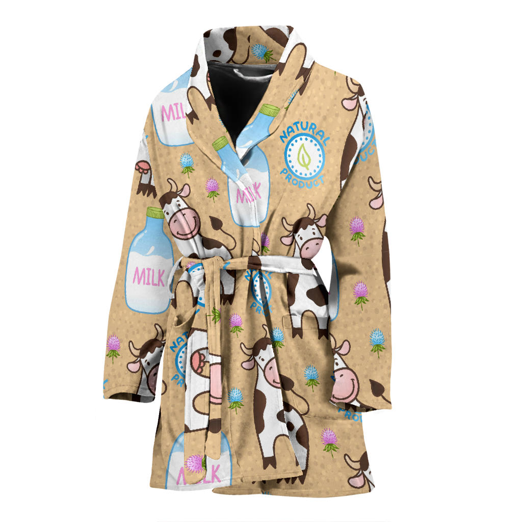 Cow Bottle Of Milk Pattern Women'S Bathrobe