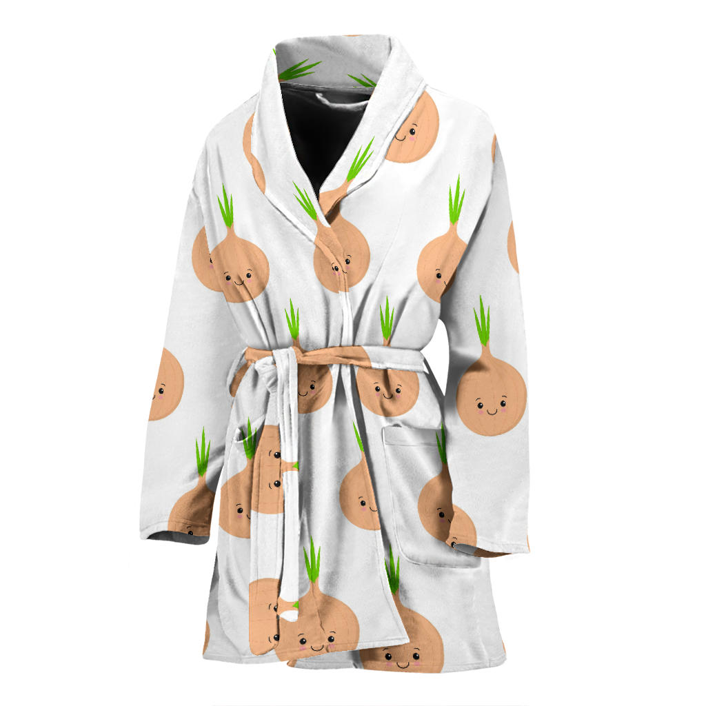 Cute Onions Smiling Faces Women'S Bathrobe