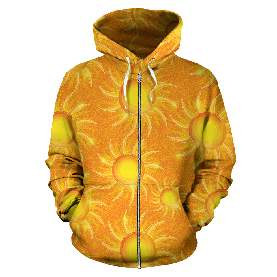 Sun Orange Background Zip Up Hoodie