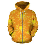 Sun Orange Background Zip Up Hoodie