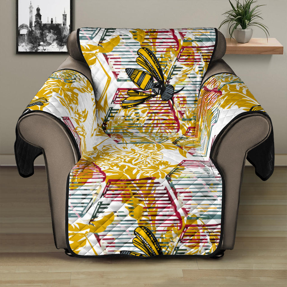 Cool Bee honeycomb leaves pattern Recliner Cover Protector