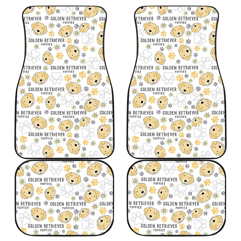Golden Retriever Pattern Print Design 04 Front and Back Car Mats