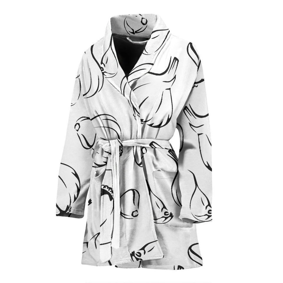 Garlic Pattern Black White Women'S Bathrobe