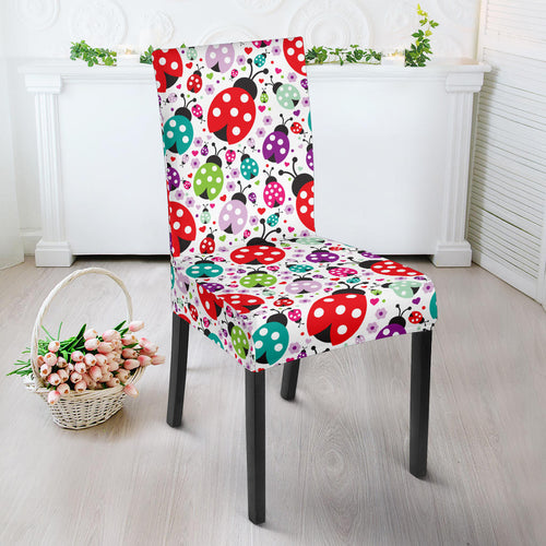 Ladybug Pattern Print Design 03 Dining Chair Slipcover