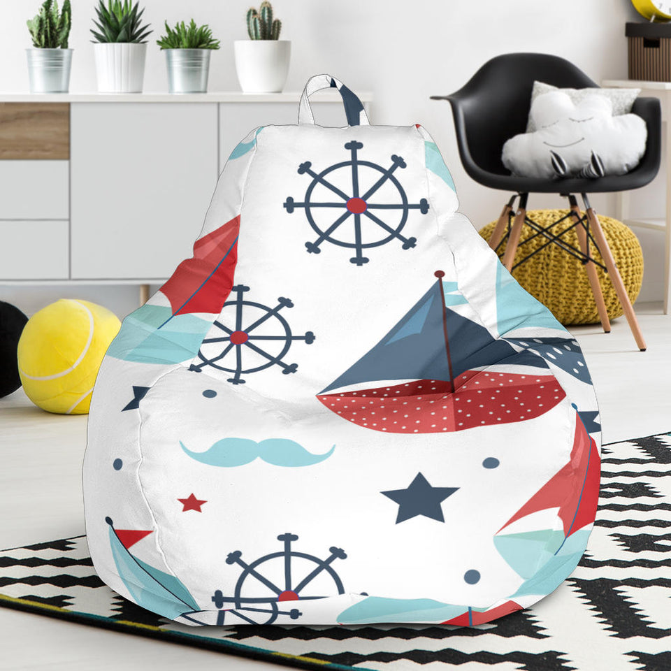 Cute Color Paper Sailboat Pattern Bean Bag Cover