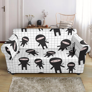 Ninja Pattern Plaid Background Loveseat Couch Slipcover