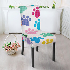 Dog Paws Pattern Print Design 01 Dining Chair Slipcover