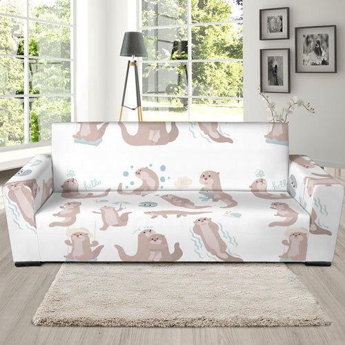 Cute Sea Otters Pattern Sofa Slipcover
