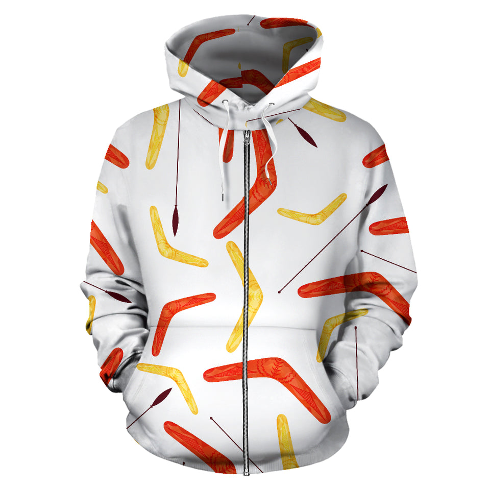 Waterclor Boomerang Australian Aboriginal Ornament Zip Up Hoodie