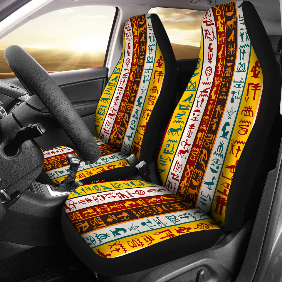 Egypt Hieroglyphics Pattern Print Design 01 Universal Fit Car Seat Covers
