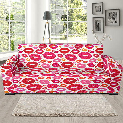 Lips Pattern Print Design 01 Sofa Slipcover