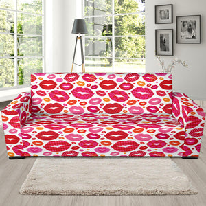 Lips Pattern Print Design 01 Sofa Slipcover