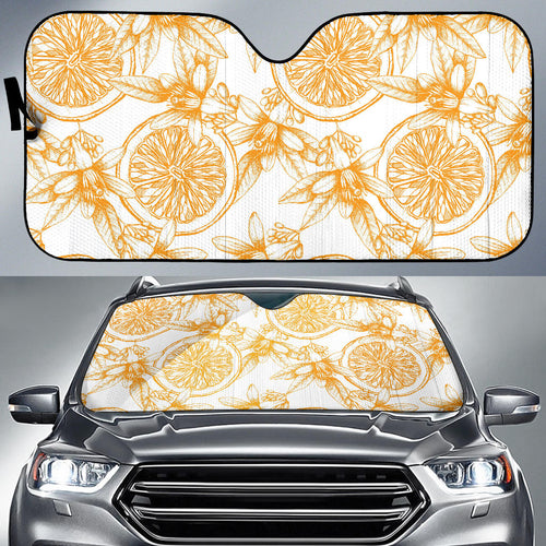 Hand Drawn Orange Fruit Pattern Car Sun Shade