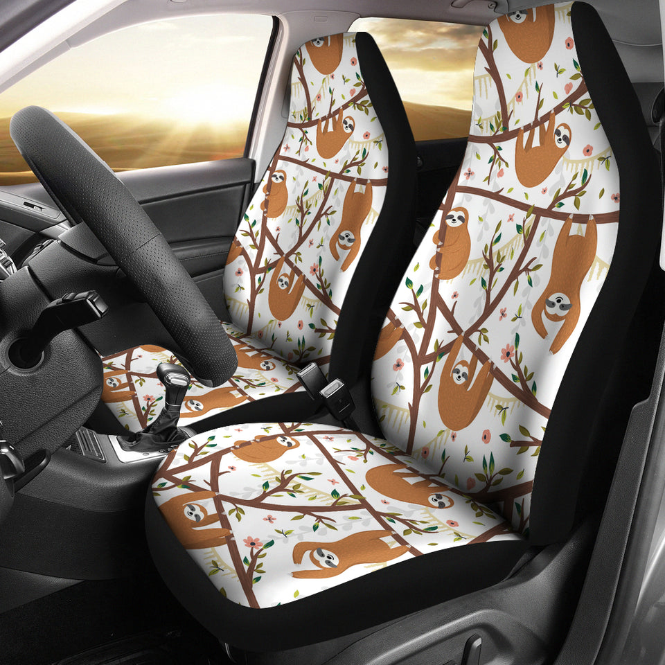 Sloths Hanging On The Tree Pattern  Universal Fit Car Seat Covers