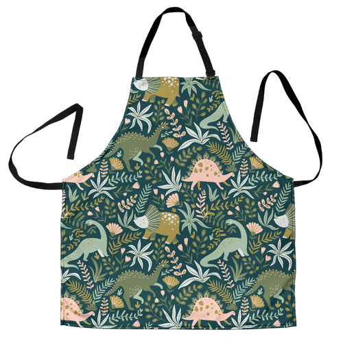 Dinosaurs Tropical Leaves Flower Pattern Adjustable Apron