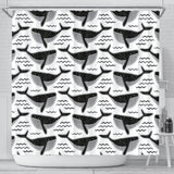 Black Whale Pattern Shower Curtain Fulfilled In US