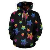 Colorful Star Pattern Zip Up Hoodie