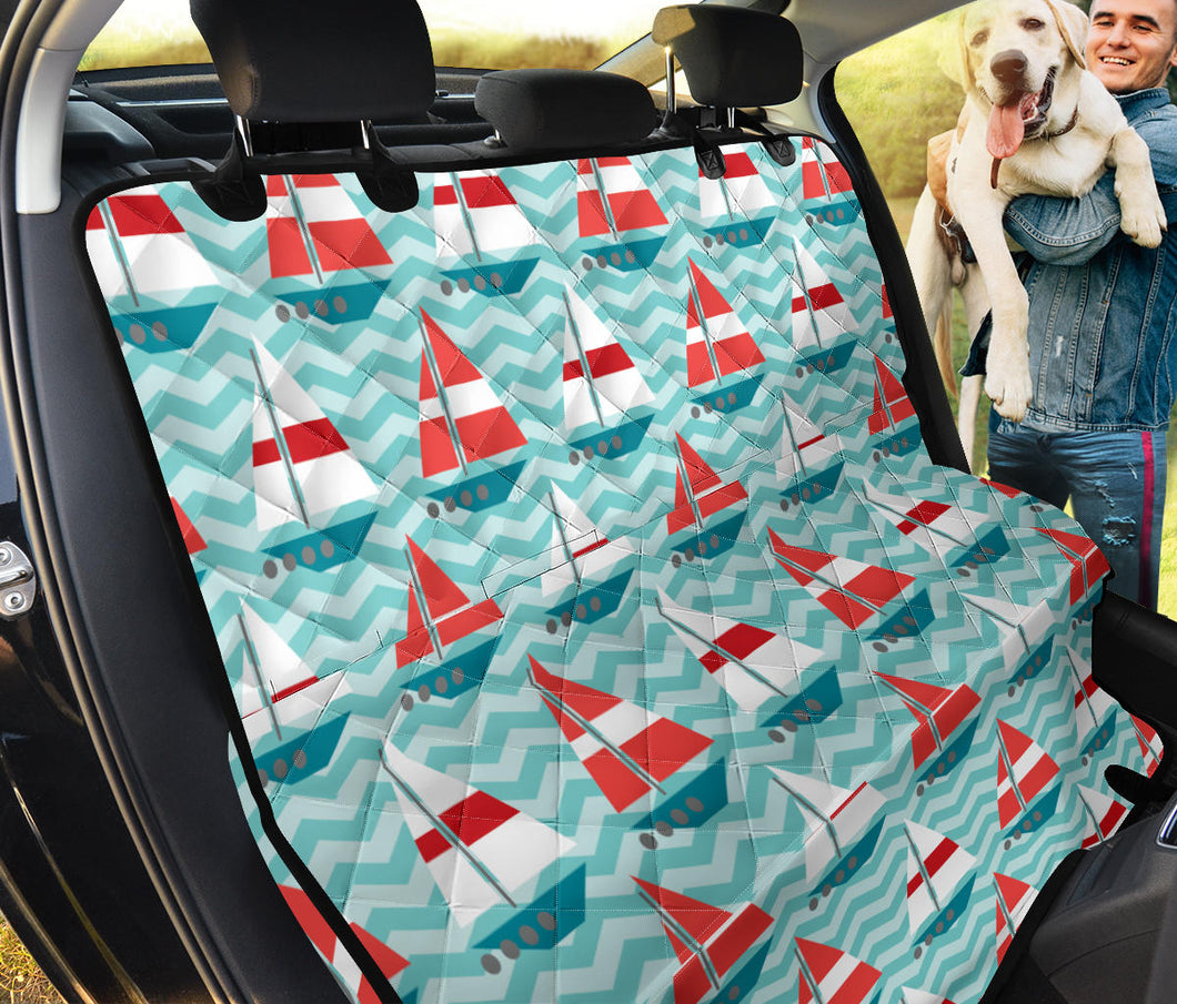 Red White Sailboat Wave Background Dog Car Seat Covers