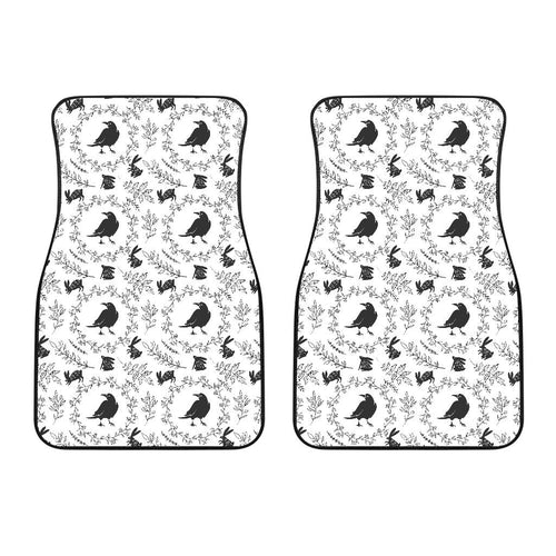 Crows Floral Wreath Rabbit Pattern Front Car Mats