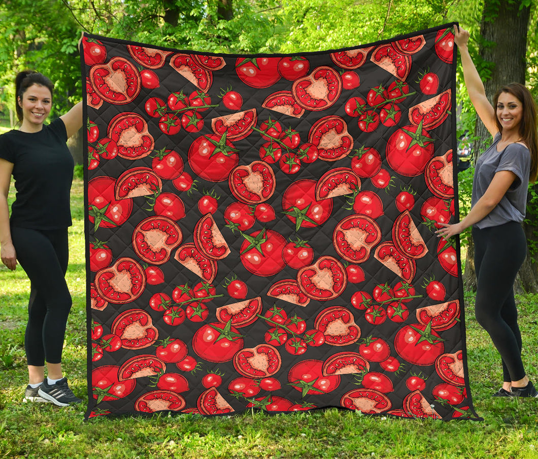 Tomato Black Background Premium Quilt