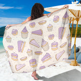 Cakes Pies Tarts Muffins And Eclairs Purple Blueberry Topping Pattern Sarong