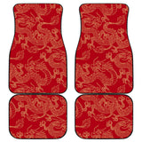 Gold Dragons Red Background Front And Back Car Mats