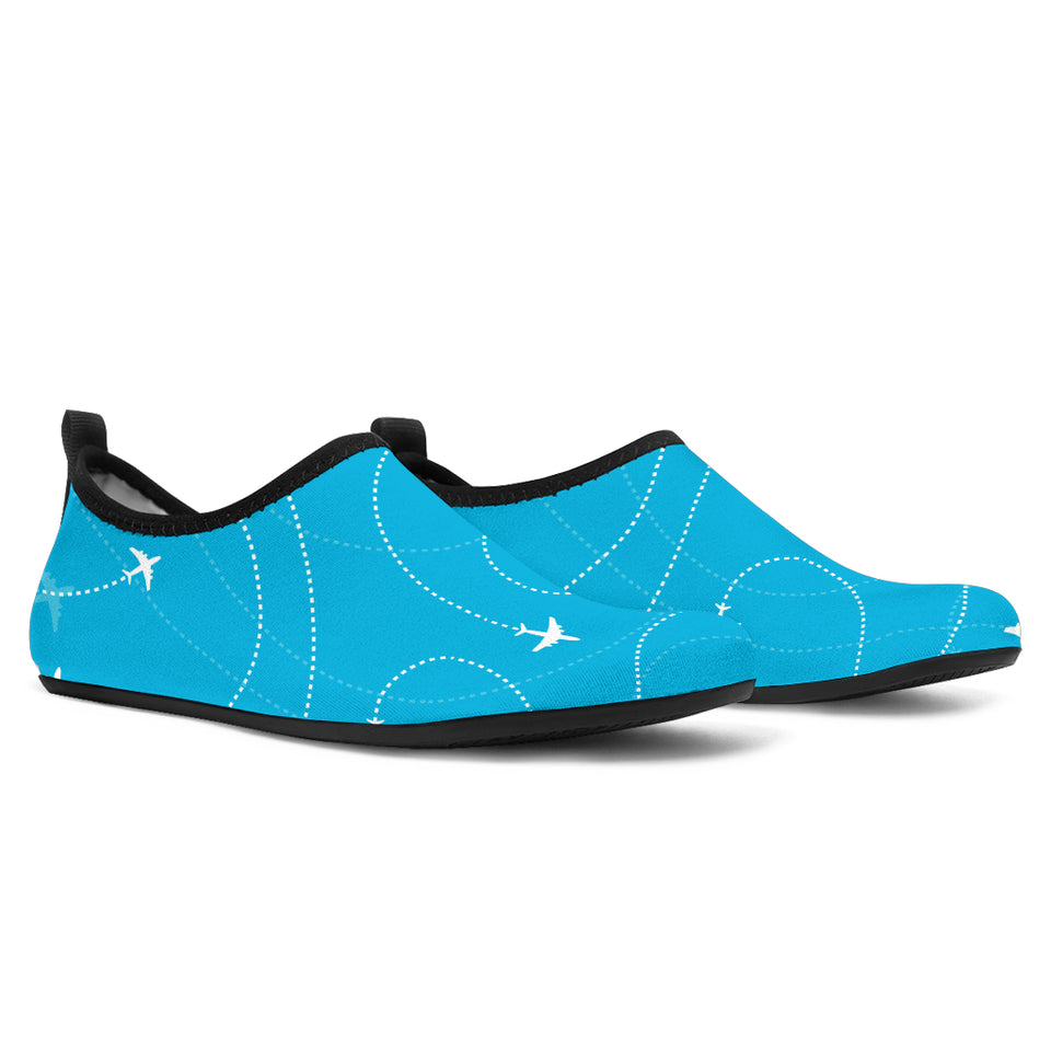 Airplane Destinations Blue Background Aqua Shoes