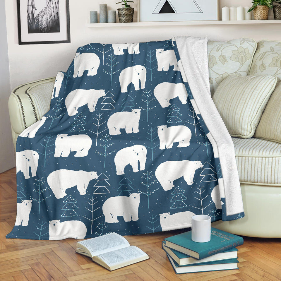 Polar Bear Mother Her Child Pattern Premium Blanket